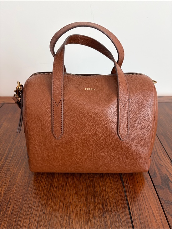 Fossil Handbags - Fossil Sydney Leather Top-Handle Satchel medium brown Crossbody Two way Bag NWT